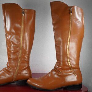 Women's Tahari Brown Leather Knee High Riding Fashion Boots 10